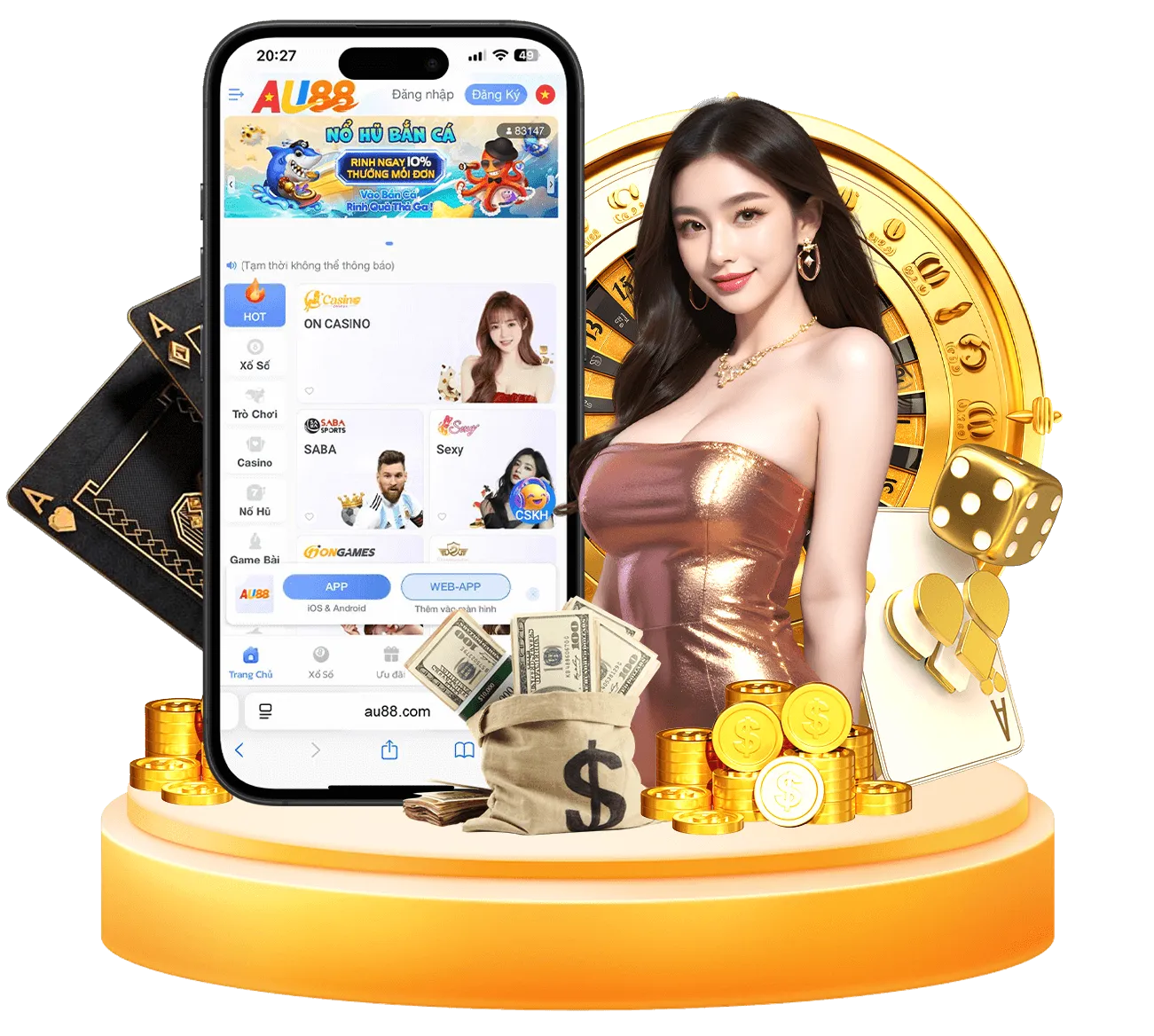 Ứng dụng AU88 hỗ trợ truy cập trên di động